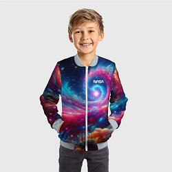 Бомбер детский Неоновая галактическая спираль - нейроарт, цвет: 3D-серый — фото 2