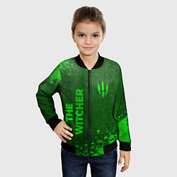 Бомбер детский The Witcher - green gradient вертикально, цвет: 3D-черный — фото 2