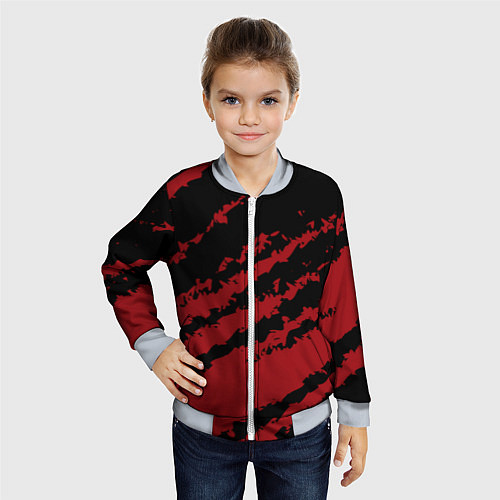 Детский бомбер The color is red and black / 3D-Серый – фото 4