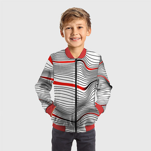 Детский бомбер По красной линии / 3D-Красный – фото 3