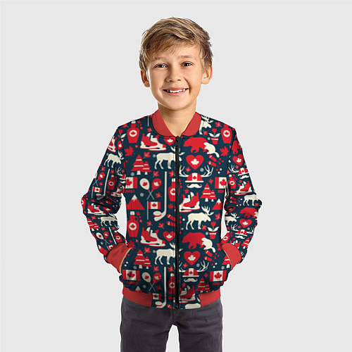 Детский бомбер Канада / 3D-Красный – фото 3