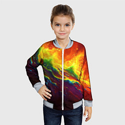 Бомбер детский Абстрактные волны с огнем, цвет: 3D-серый — фото 2