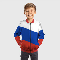 Бомбер детский Флаг России волной, цвет: 3D-красный — фото 2