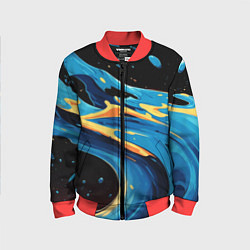 Детский бомбер Синяя волна из красок