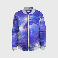 Детский бомбер Дельфины в волшебном море паттерн