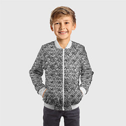 Бомбер детский Чёрно-белый текстурный, цвет: 3D-белый — фото 2
