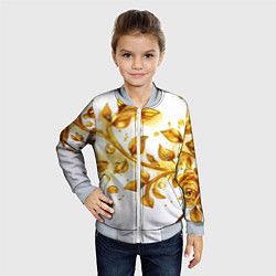 Бомбер детский Золотые листья на белом, цвет: 3D-серый — фото 2