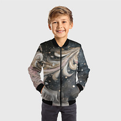 Бомбер детский Бежевый объемный узор, цвет: 3D-черный — фото 2