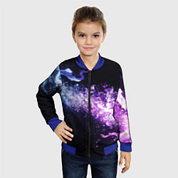 Бомбер детский Фиолетово-синяя абстрактная волна, цвет: 3D-синий — фото 2