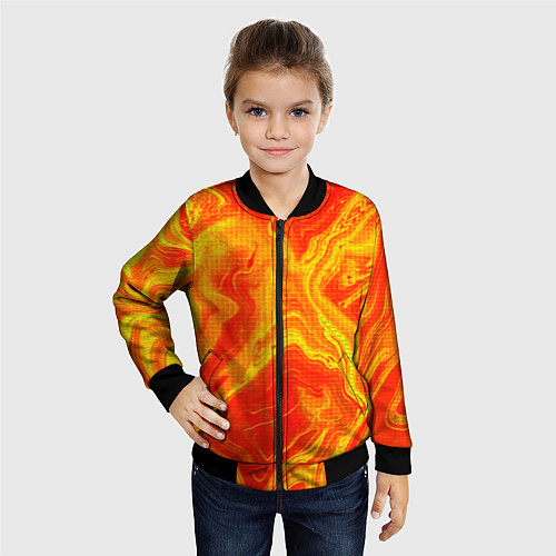 Детский бомбер Огненный жёлто-красный / 3D-Черный – фото 4