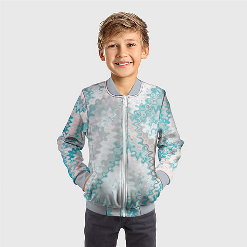 Детский бомбер Серо-бирюзовый абстрактный / 3D-Серый – фото 3