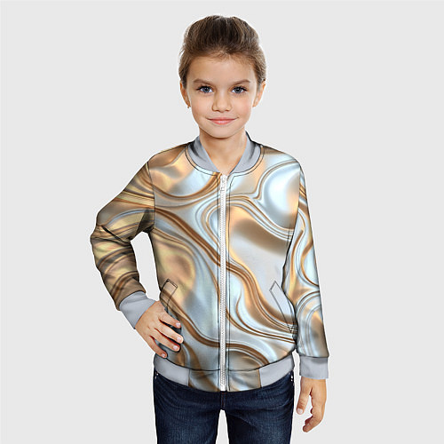 Детский бомбер Жидкое белое золото / 3D-Серый – фото 4