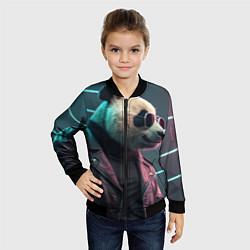 Бомбер детский Cyberpunk panda, цвет: 3D-черный — фото 2