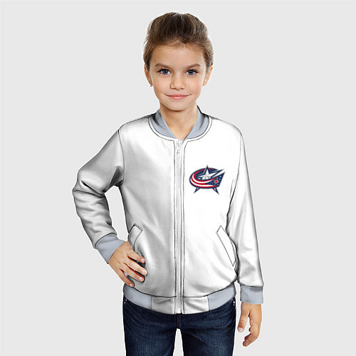 Детский бомбер Columbus blue jackets - Sergey Bobrovsky / 3D-Серый – фото 4