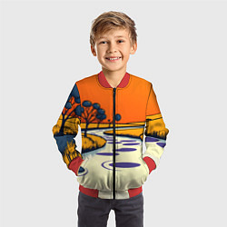 Бомбер детский Арт с фантастическим пейзажем, цвет: 3D-красный — фото 2