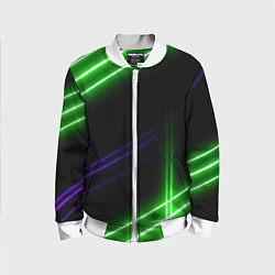 Бомбер детский Green pink purple line, цвет: 3D-белый