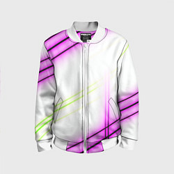 Детский бомбер Green white pink line