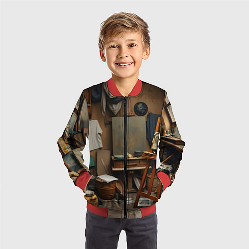 Детский бомбер Мастерская художника / 3D-Красный – фото 3