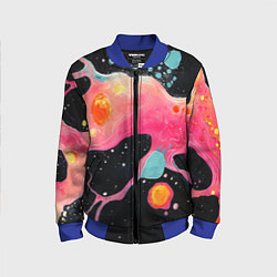 Детский бомбер Розовая текстура в черном