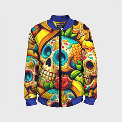 Детский бомбер Colorfull skulls and bananas - pop art pattern
