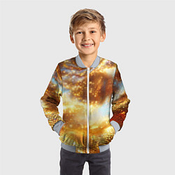 Бомбер детский Блестящая золотая текстура, цвет: 3D-серый — фото 2