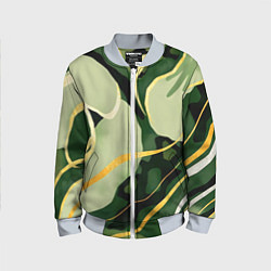 Детский бомбер Зеленый природный паттерн