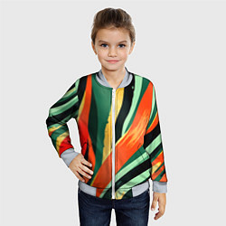 Бомбер детский Тропическая жаркая абстракция, цвет: 3D-серый — фото 2