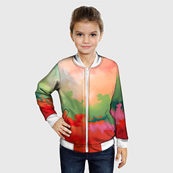 Бомбер детский Красные и зеленые облака, цвет: 3D-белый — фото 2