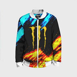 Детский бомбер Monster energy текстура огненная