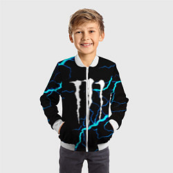 Бомбер детский Monster energy неоновые молнии, цвет: 3D-белый — фото 2