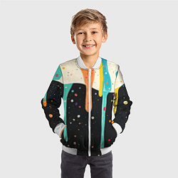 Бомбер детский Разноцветные капли текстура, цвет: 3D-белый — фото 2
