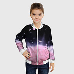 Бомбер детский Розовая текстура с лепестками, цвет: 3D-белый — фото 2