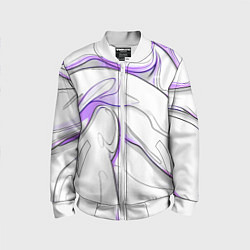 Детский бомбер Черные и фиолетовые линии на белом