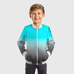Бомбер детский Серо-голубой светлый градиент, цвет: 3D-белый — фото 2
