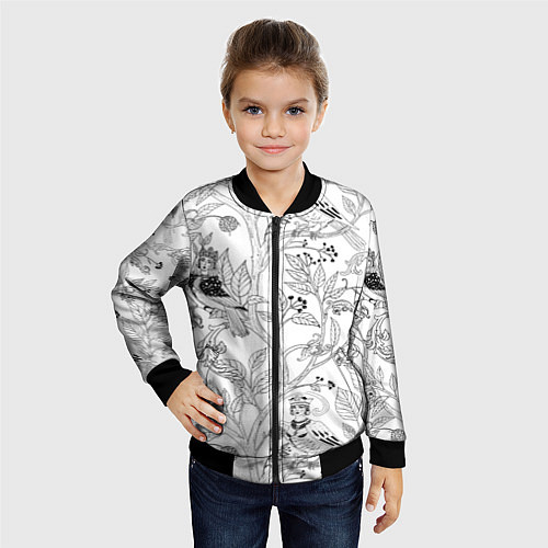 Детский бомбер Птицы Сирин / 3D-Черный – фото 4