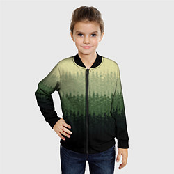 Бомбер детский Зелёный полосами от светлого к тёмному текстурные, цвет: 3D-черный — фото 2
