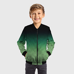 Бомбер детский Чёрно-зелёный градиент с узором, цвет: 3D-черный — фото 2