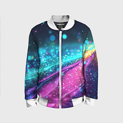 Бомбер детский Синяя текстура с фиолетовым переливом, цвет: 3D-белый