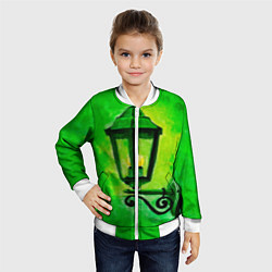 Бомбер детский Уличный зелёный фонарь, цвет: 3D-белый — фото 2