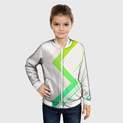 Бомбер детский Color white line green, цвет: 3D-белый — фото 2
