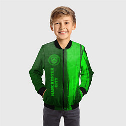 Бомбер детский Manchester City - green gradient по-вертикали, цвет: 3D-черный — фото 2