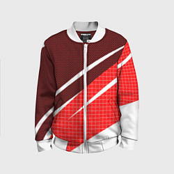 Детский бомбер Красно-белый абстрактный с полосами