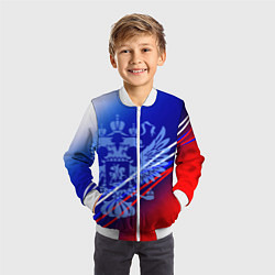 Бомбер детский Герб России и градиент бело-сине-красный, цвет: 3D-белый — фото 2