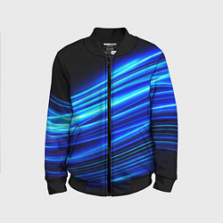 Бомбер детский Синие неоновые линии краски, цвет: 3D-черный