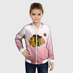 Бомбер детский Чикаго Блэкхокс - красные треугольники с градиенто, цвет: 3D-белый — фото 2