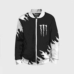 Детский бомбер Monster energy белый огонь
