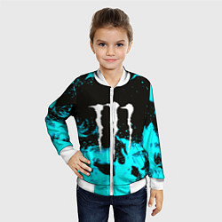 Бомбер детский Monster energy голубой огонь, цвет: 3D-белый — фото 2