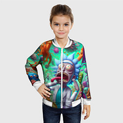 Бомбер детский Crazy Rick Sanchez among the monsters ai art fanta, цвет: 3D-белый — фото 2