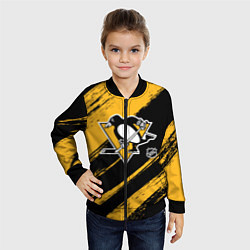 Бомбер детский Питтсбург Пингвинз - брызги краски, цвет: 3D-черный — фото 2