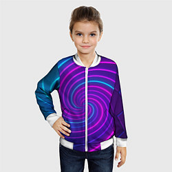 Бомбер детский Сине-фиолетовая спираль, цвет: 3D-белый — фото 2
